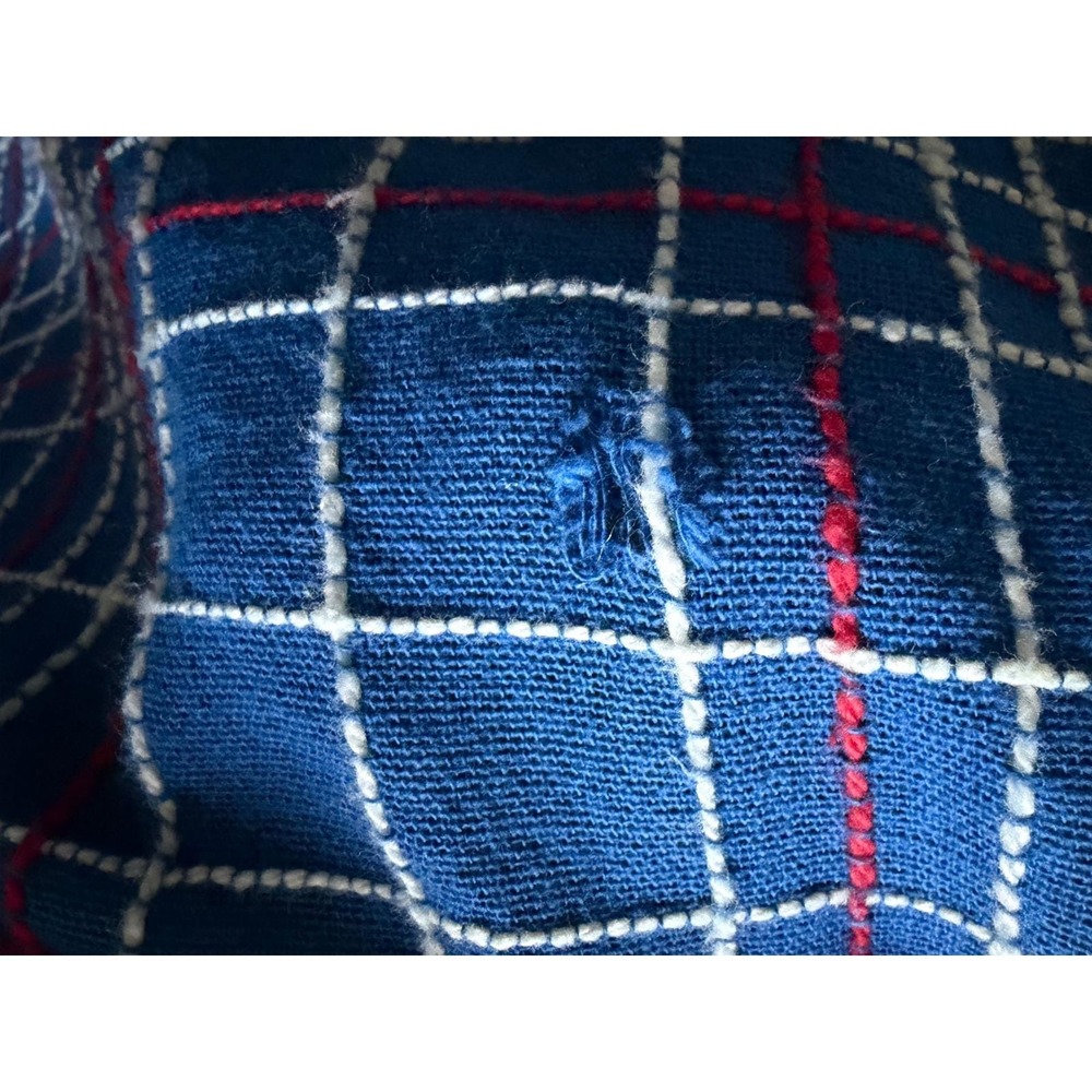 Vintage Beacon Mfg Co Blue Plaid Tablecloth 106x60 100% Cotton Made in USA Large - Picture 7 of 8